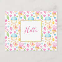 Hearts and Cupcakes Delightful Watercolor Hello
