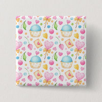 Hearts and Cupcakes Delightful Watercolor Pattern