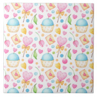 Hearts and Cupcakes Delightful Watercolor Pattern