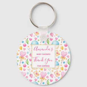 Hearts and Cupcakes Sweet Watercolor Pattern Key Ring