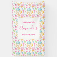 Hearts and Cupcakes Watercolor Pattern Baby Shower