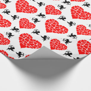 Hearts and Cupids Valentine Wrapping Paper