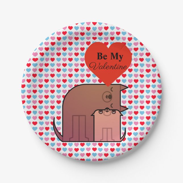 Hearts And Dog Couple Paper Plate (Front)