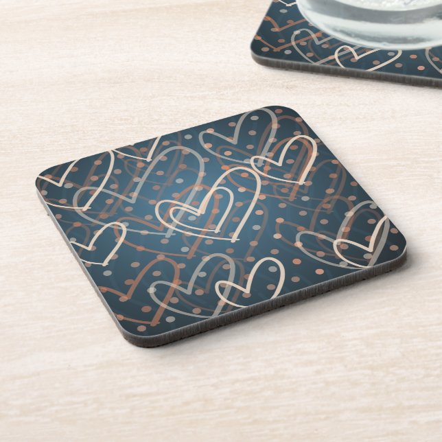 Hearts and dots background, coaster (Left Side)