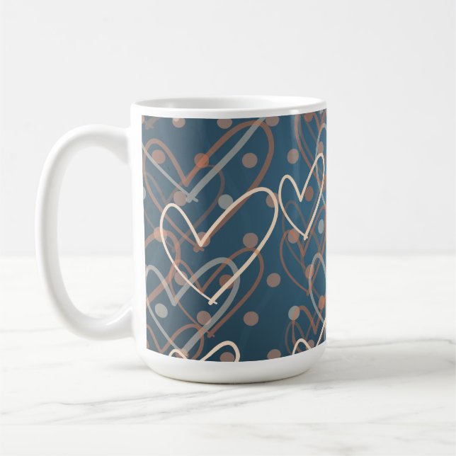 Hearts and dots background, mug (Left)