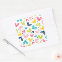 Hearts and dots in doodle style