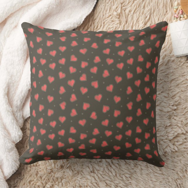 Hearts and Dots Throw Pillow (Blanket)