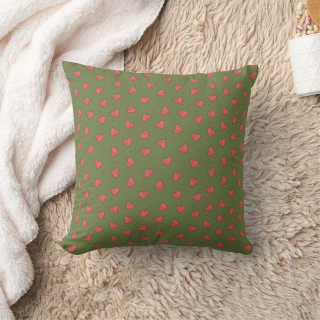 Hearts and Dots Throw Pillow (Blanket)