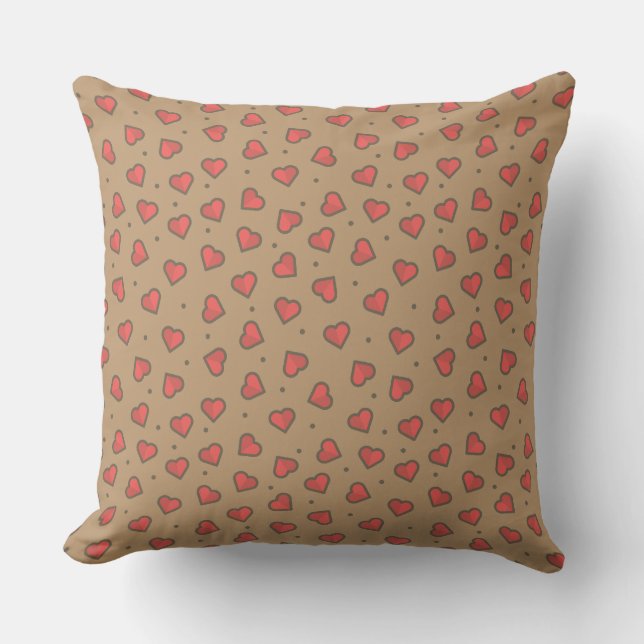 Hearts and Dots Throw Pillow (Front)