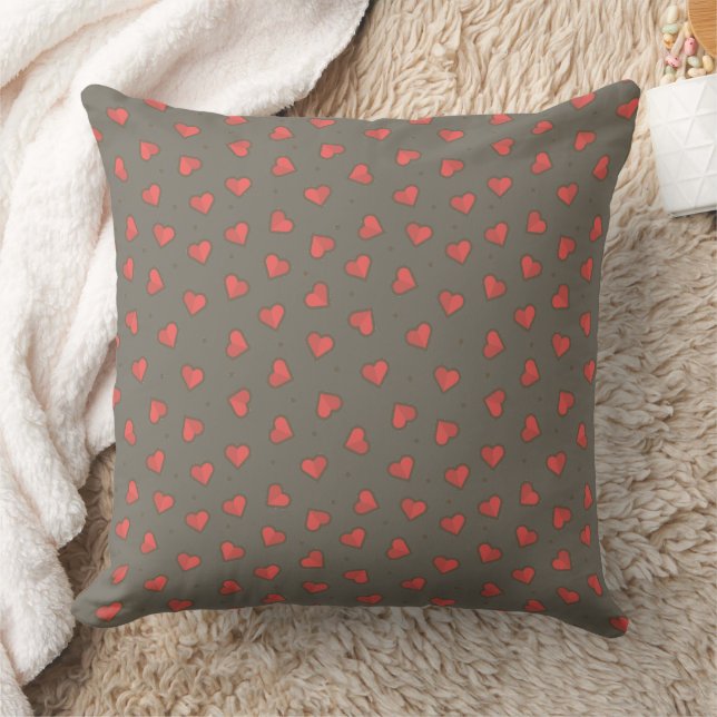 Hearts and Dots Throw Pillow (Blanket)
