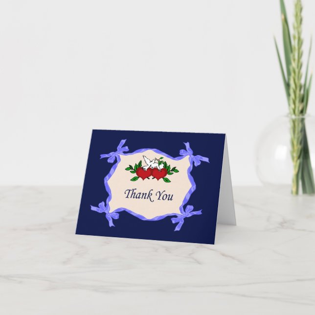 Hearts And Dove Thank You Card (Front)