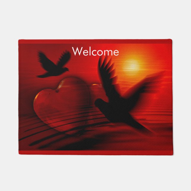 Hearts and Doves Doormat (Front)