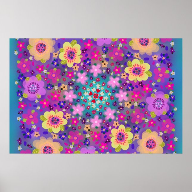 Hearts and Flowers Beautiful  Poster (Front)