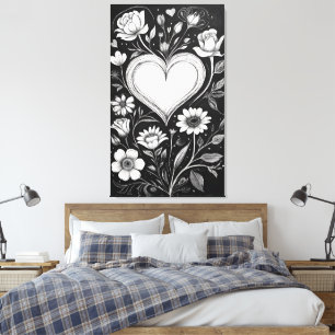Hearts and flowers canvas print