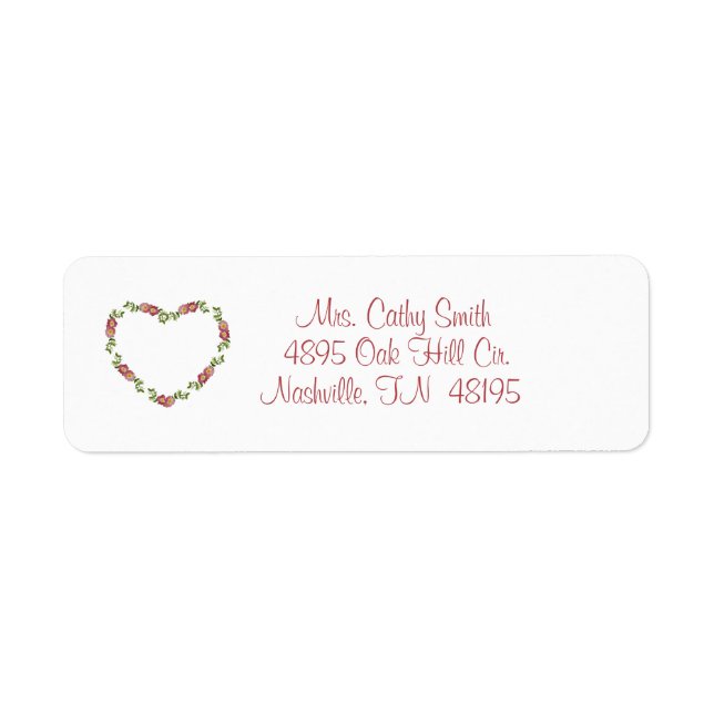 Hearts and Flowers Elegant Return Address Labels (Front)