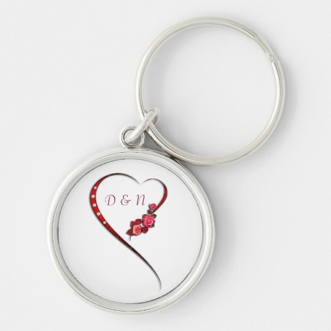 Hearts and flowers key ring (Front)