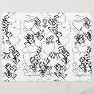 Hearts And Flowers Kids Colouring Sheet Placemat