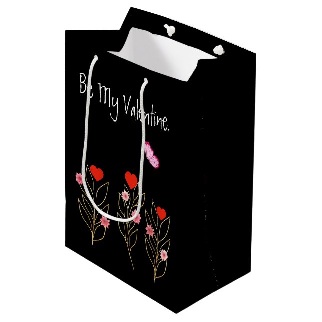 Hearts And Flowers Medium Gift Bag (Front Angled)