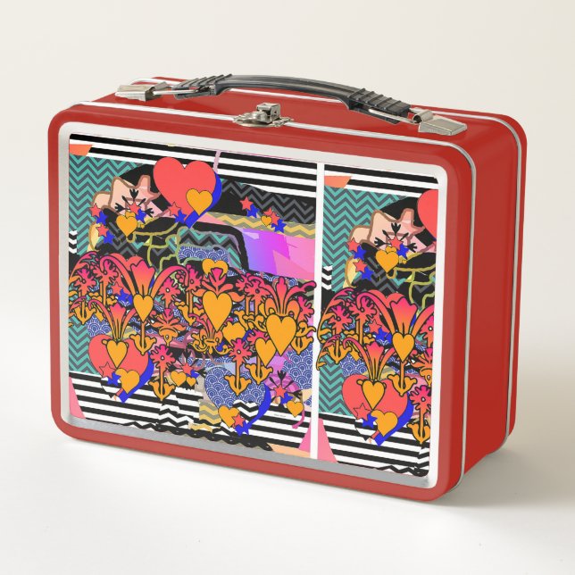 Hearts And Flowers  Metal Lunch Box (Front)