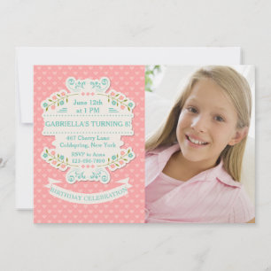 Hearts and Flowers Photo Invitation