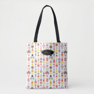 Hearts and Flowers Red and Black Cute Minimalist T Tote Bag