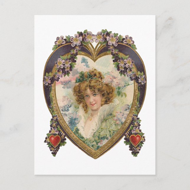 Hearts And Flowers Sweetheart Postcard (Front)