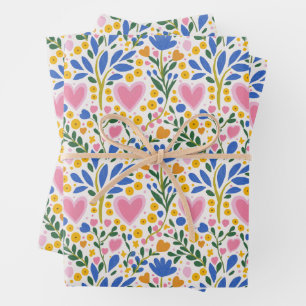 Hearts and Flowers Wrapping Paper