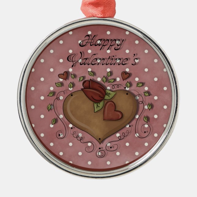 Hearts and Garland Valentine's Day Ornament (Front)