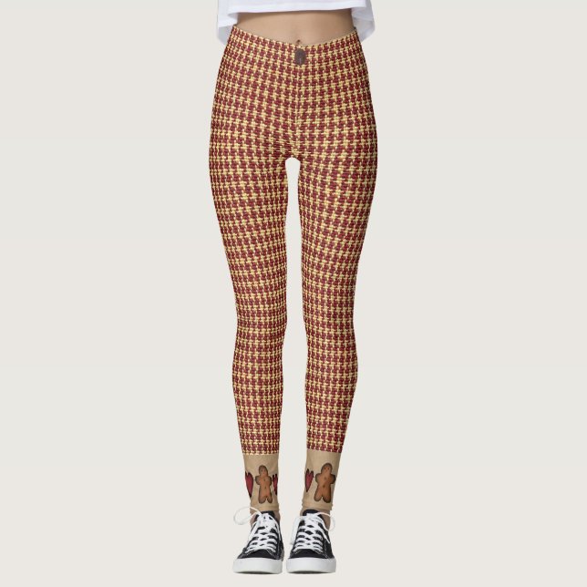 Hearts And Gingerbread Men Leggings (Front)