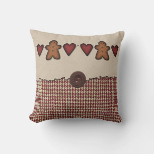Hearts And Gingerbread Men Pillow