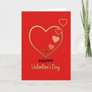 Hearts And Gold Valentines Day Card