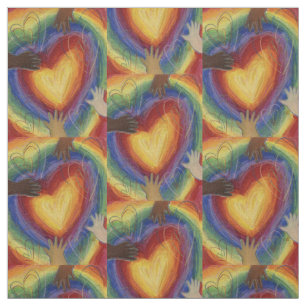 Hearts and Hands Love Art Fabric Material