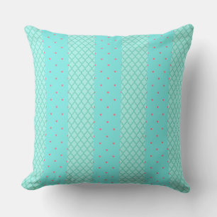 Hearts and Lattice Pastel Blue Green Pillow