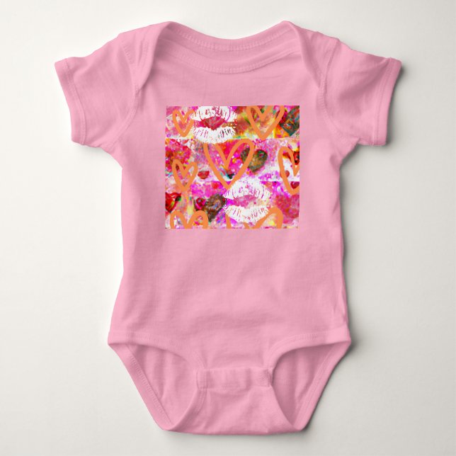 Hearts and Lips Baby Bodysuit (Front)