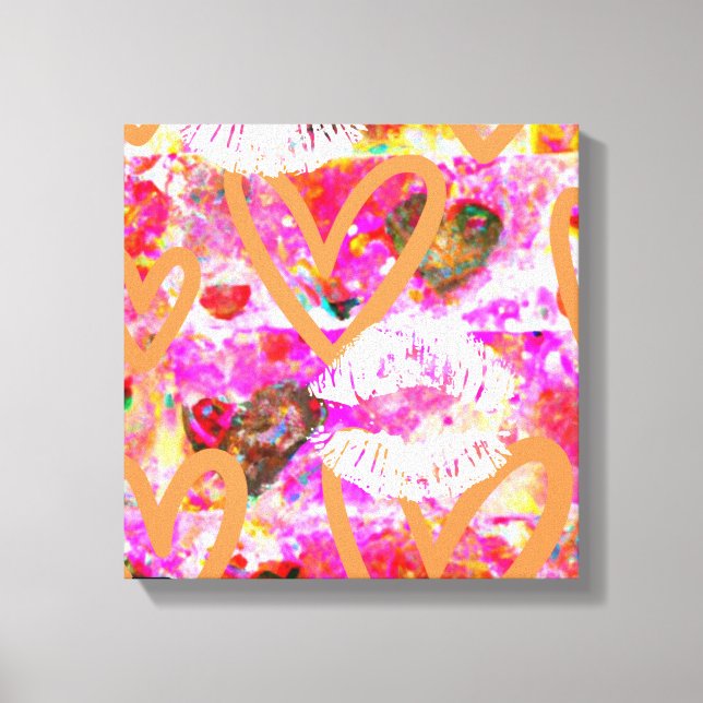 Hearts and Lips Canvas Print (Front)