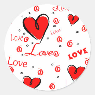 Hearts and Love Classic Round Sticker