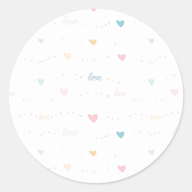 Hearts and Love Classic Round Sticker (Front)