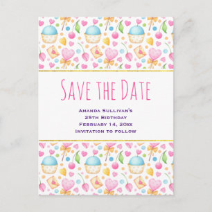 Hearts and Love Delightful Watercolor Pattern Invitation Postcard