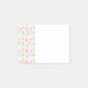 Hearts and Muffins Delightful Watercolor Pattern Post-it Notes