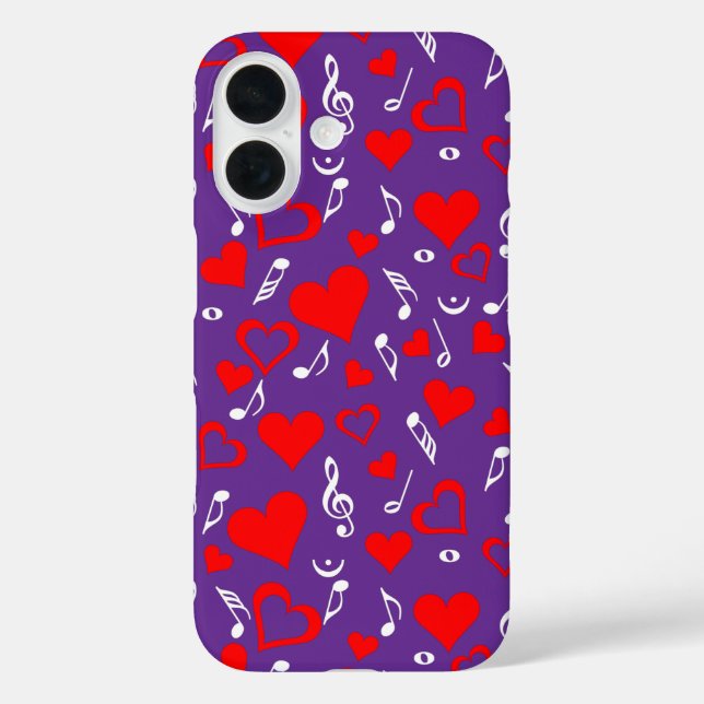 Hearts and Music Notes Case-Mate iPhone Case (Back)