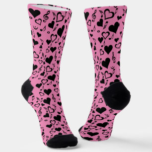 Hearts and Music Notes Socks