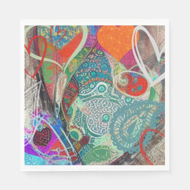 Hearts and Paisley Napkin (Front)