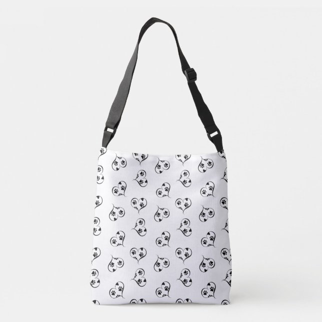 Hearts and Paw Prints Crossbody Bag (Back)