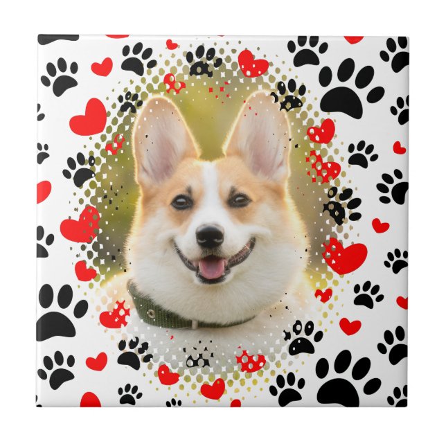 Hearts And Paw Prints Dog Frame Tile (Front)