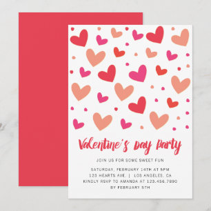 Hearts and Polka Dots Valentines Day  Invitation