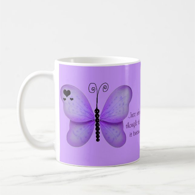 Hearts and Purple Butterflies Quote Mug (Left)