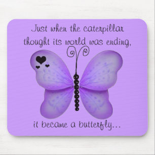 Hearts and Purple Butterfly Quote Mouse Pad