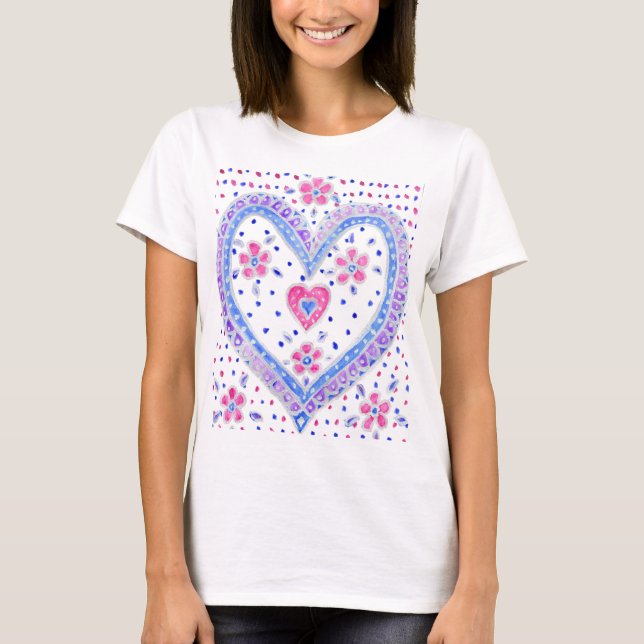 Hearts and Roses Ladies Spaghetti Strap t-shirt (Front)