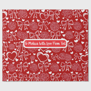 Hearts and Roses Personalizable Wrapping Paper