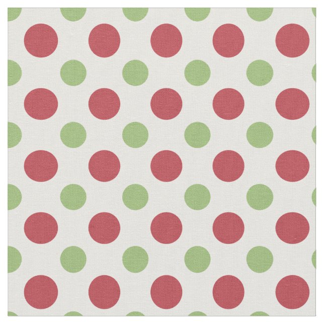 Hearts and Roses Red Green White Polka Dots Fabric (Close Up)